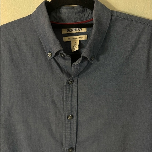 GOODTHREADS Men's Slim-Fit Long-Sleeve Oxford Indigo Chambray Button Up Size M - Picture 5 of 11